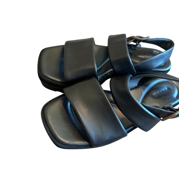 Vince Bowie Platform Sandals Strappy Black Leather Square Toe Size 9 Women's - Picture 3 of 10